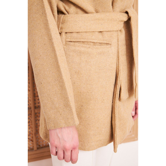 Pasaklı Giyim Kadın Kaşe Kaban Camel