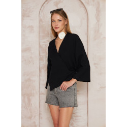 Pasaklı giyim Kadın %100 Pamuk Bağcıklı Bluz 3610286 Siyah