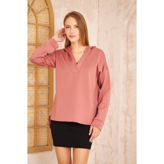 Pasaklı Giyim Kadın Kapüşonlu Sweatshirt Gülkurusu