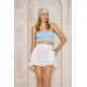 Pasaklı Giyim Kadın Müslin %100 Pamuk Beli Lastikli Şort Beyaz