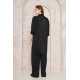 Pasaklı Giyim kadın Piliseli Bürümcük Pantolon Tunik Alt Üst Takım Siyah