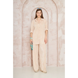 Pasaklı Giyim kadın Piliseli Bürümcük Pantolon Tunik Alt Üst Takım 3573374 Bej