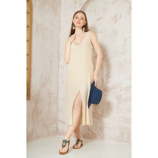 Pasaklı Giyim Kadın %100 Pamuk Müslin Elbise Taş