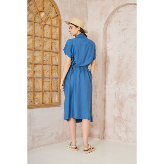 Pasaklı Giyim Kadın Keten Ceket Elbise İndigo