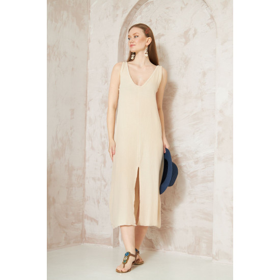 Pasaklı Giyim Kadın %100 Pamuk Müslin Elbise Taş