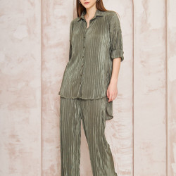 Pasaklı Giyim kadın Piliseli Bürümcük Pantolon Tunik Alt Üst Takım 3573374 Haki