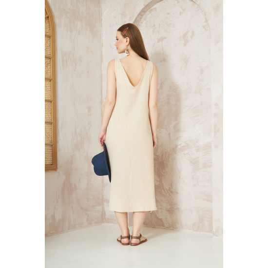 Pasaklı Giyim Kadın %100 Pamuk Müslin Elbise Taş