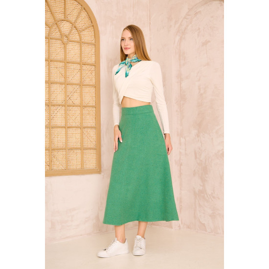Pasaklı Giyim Kadın Kiloş Kaşe Etek Yeşil