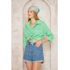 Pasaklı Giyim Kadın Flamlı Keten Gömlek Yeşil
