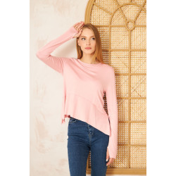 Pasaklı Giyim Kadın Parmak Geçirmeli Yoga Bluz 3459231 Pudra