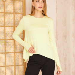 Pasaklı Giyim Kadın Parmak Geçirmeli Yoga Bluz 3459231 Sarı