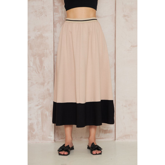 Pasaklı Giyim Kadın Kiloş Etek Renk Bloklu Bej