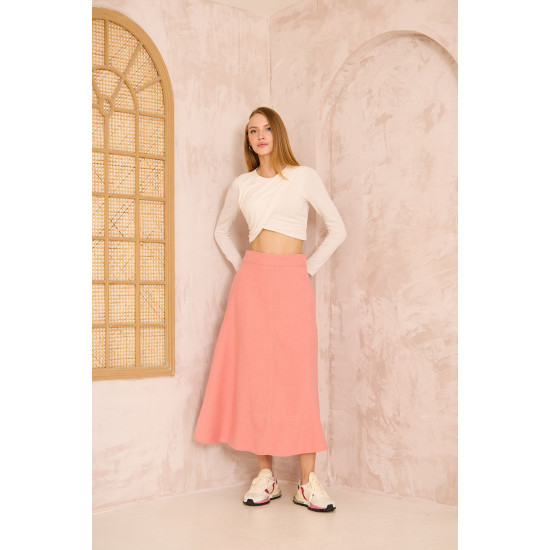 Pasaklı Giyim Kadın Kiloş Kaşe Etek Pembe