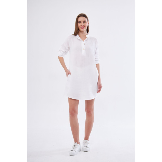 Pasaklı Giyim Kadın Müslin Tunik Gömlek Beyaz