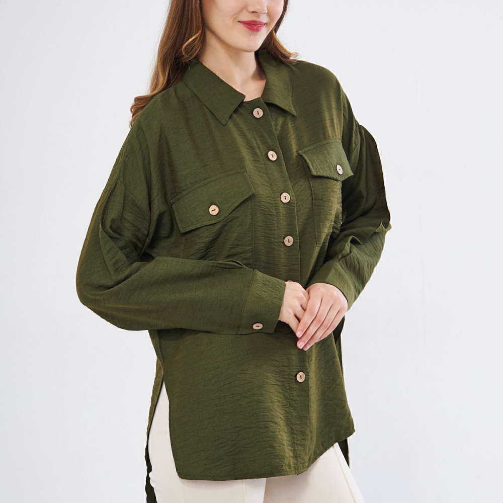 Pasaklı Giyim Kadın Oversize Arkası Uzun Tunik Gömlek 3524352 Haki