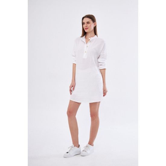 Pasaklı Giyim Kadın Müslin Tunik Gömlek Beyaz