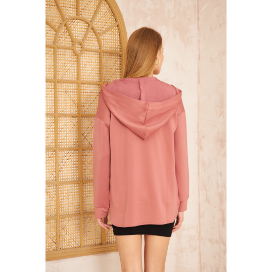 Pasaklı Giyim Kadın Kapüşonlu Sweatshirt Gülkurusu