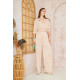 Pasaklı Giyim kadın Piliseli Bürümcük Pantolon Tunik Alt Üst Takım Bej
