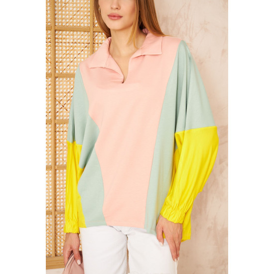 Pasaklı Giyim Kadın Polo Yaka Sweatshirt Pudra