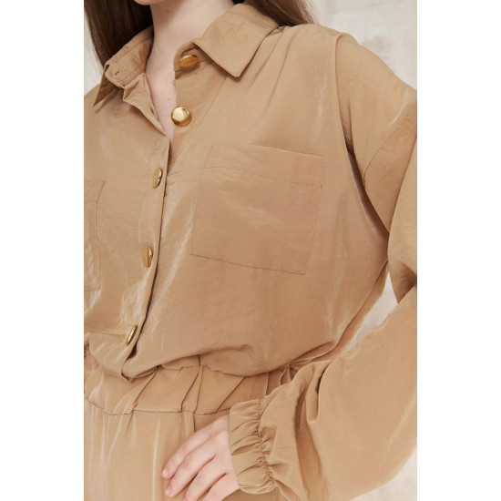 Pasaklı Giyim Kadın Kupra Tulum Karamel