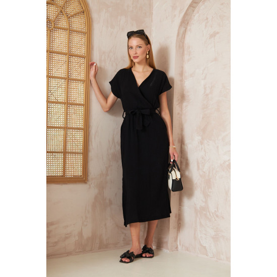 Pasaklı Giyim Kadın %100 Pamuk Müslin Elbise Siyah