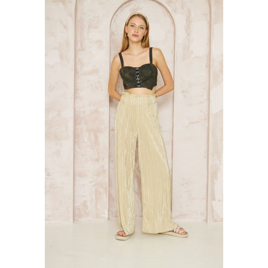 Pasaklı Giyim Bürümcük Örme Pantolon Sarı
