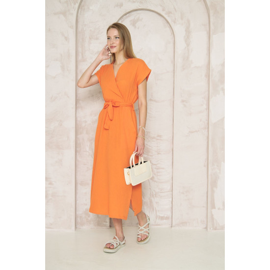 Pasaklı Giyim Kadın %100 Pamuk Müslin Elbise Turuncu