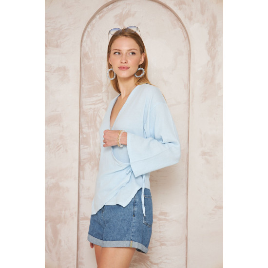 Pasaklı giyim Kadın %100 Pamuk Bağcıklı Bluz Bebemavi