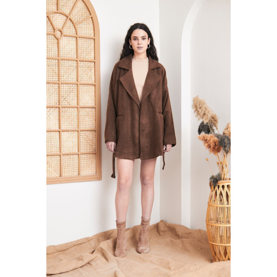 Pasaklı Giyim Kadın Kaşe Kaban Kahverengi