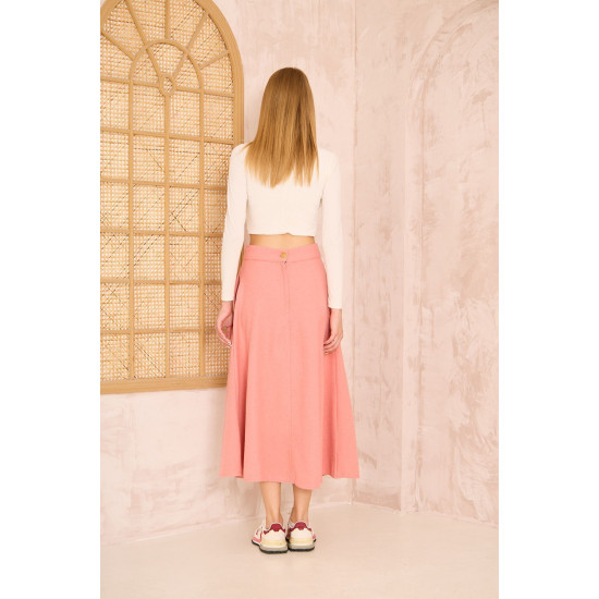 Pasaklı Giyim Kadın Kiloş Kaşe Etek Pembe