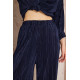 Pasaklı Giyim kadın Piliseli Bürümcük Pantolon Tunik Alt Üst Takım Lacivert