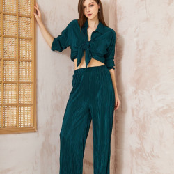 Pasaklı Giyim kadın Piliseli Bürümcük Pantolon Tunik Alt Üst Takım 3573374 Petrol