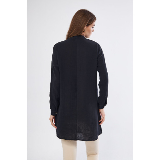 Pasaklı Giyim Kadın Müslin Tunik Gömlek Siyah