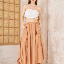 Pasaklı Giyim Kadın Asimetrik 3 Kat Etek 3574300 Camel