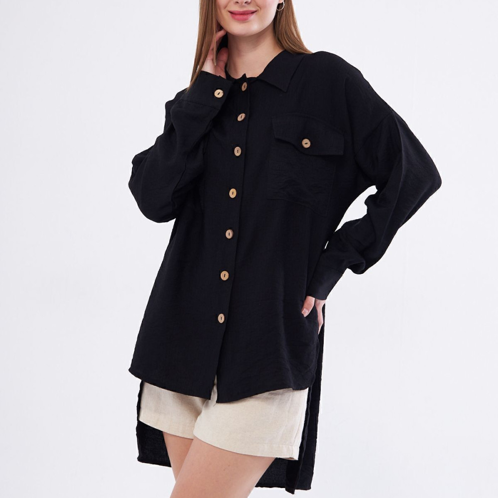Pasaklı Giyim Kadın Oversize Arkası Uzun Tunik Gömlek 3524352 Siyah