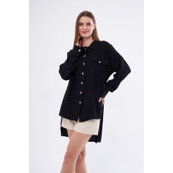 Pasaklı Giyim Kadın Oversize Arkası Uzun Tunik Gömlek 3524352 Siyah