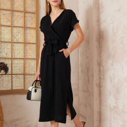 Pasaklı Giyim Kadın %100 Pamuk Müslin Elbise 3612451 Siyah