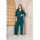 Pasaklı Giyim kadın Piliseli Bürümcük Pantolon Tunik Alt Üst Takım Zümrüt