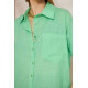 Pasaklı Giyim Kadın Flamlı Keten Gömlek Yeşil