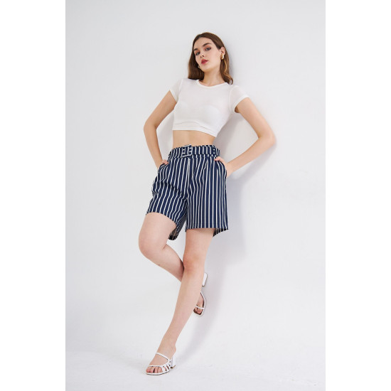 Pasaklı Giyim Kadın Gabardin Mini Şort Lacivert