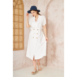 Pasaklı Giyim Kadın Keten Ceket Elbise 3162451 Beyaz