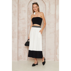 Pasaklı Giyim Kadın Kiloş Etek Renk Bloklu 3535230  Beyaz