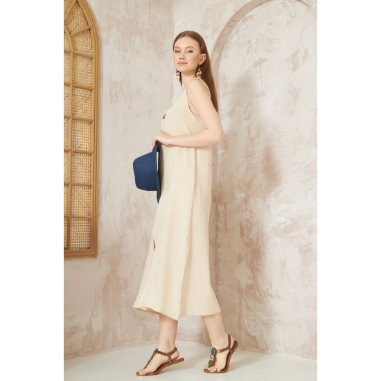 Pasaklı Giyim Kadın %100 Pamuk Müslin Elbise Taş