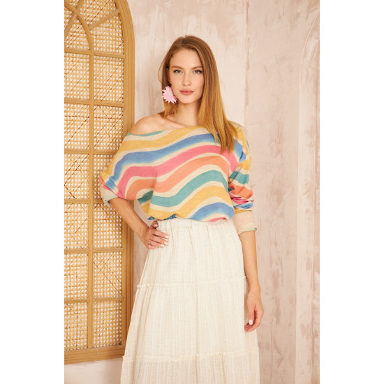 Pasaklı Giyim Kadın Akrilik Kazak Gökkuşağı