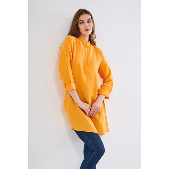 Pasaklı Giyim Kadın Müslin Tunik Gömlek Hardal