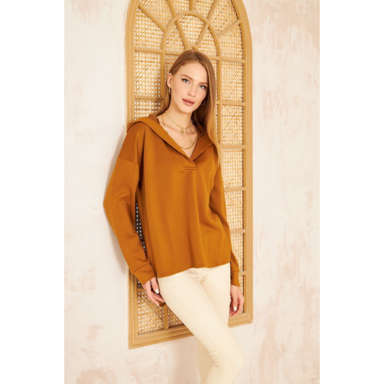 Pasaklı Giyim Kadın Kapüşonlu Sweatshirt Kahverengi