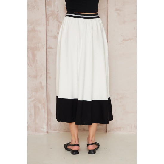 Pasaklı Giyim Kadın Kiloş Etek Renk Bloklu Beyaz