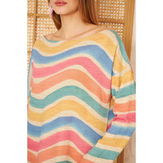 Pasaklı Giyim Kadın Akrilik Kazak Gökkuşağı
