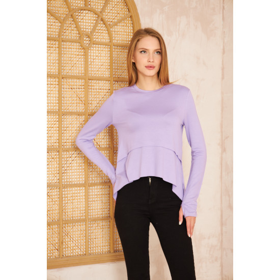 Pasaklı Giyim Kadın Parmak Geçirmeli Yoga Bluz Lila
