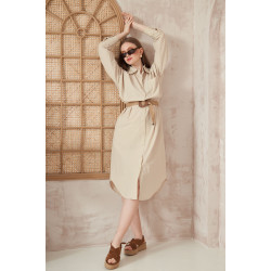 Pasaklı Giyim Kadın Poplin Oversize Tunik-Gömlek Elbise 3555352 Taş